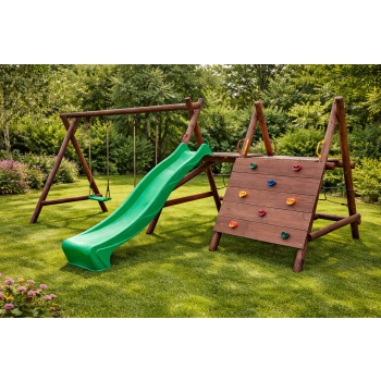 DREWNIANY PLAC ZABAW DO OGRODU WESOŁY PLAC LARGO-JUMBO 2xHUŚTAWKA NOWOŚĆ